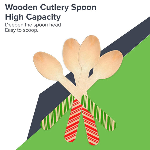 Red and Green Striped Candy Cane Christmas Wooden Spoons, Pack of 100 Count, 6.25 Inches
