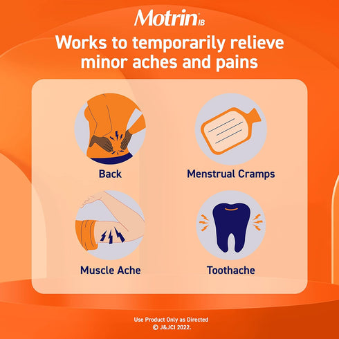 Motrin IB Ibuprofen 200mg Tablets for Fever, Muscle Aches, Headache & Back Pain Relief, 50 ct