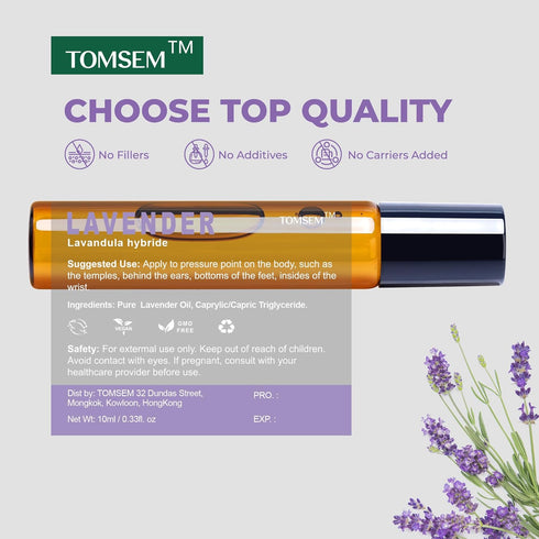 French Lavender Essential Oil Roll On - Calming Oil for Stress & Relaxation, Pure Oil for Skin & Hair Growth