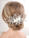Missgrace Bridal Wedding Crystals Hair Comb, Handmade Flower Leaves Side Headpiece for Women (Silver)