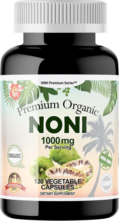 Dr.K&C HNHusa Premium Organic Noni 1000 mg, 120 Veggie Capsules for Antioxidants and Immune System Support, Vegan