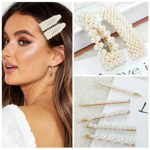 laxizar 18 Pcs Pearl Hair Clips, Large Hair Clips Barrette for Women Girls Fashion Hair Accessories
