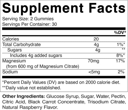 Vitamatic Magnesium Citrate Gummies 600mg per Serving - 60 Vegan Gummies - Promotes Healthy Relaxation, Muscle, Bone, & Energy Support (60 Gummies (Pack of 1))