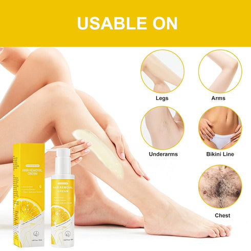 Lemon Flavor Hair Removal Cream for Women and Men, Painless for Sensitive Skin, SONOBOM Bikini Hair Removal Cream