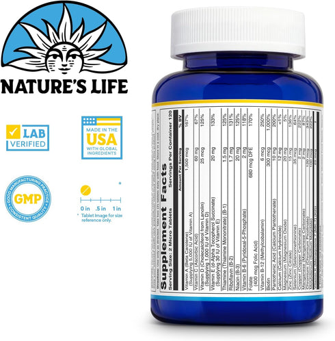 Nature's Life Mighty Mini Vite - Daily Multivitamin for Women and Men, 120 Servings, 240 Micro Tablets, Vitamin D and B