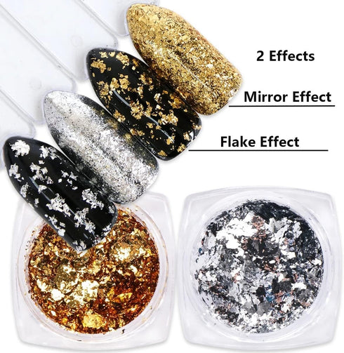 Holographic Nail Foil Glitter Flakes, 3D Sparkly Aluminum Foil Flake for Acrylic Nails Design (4 Boxes)