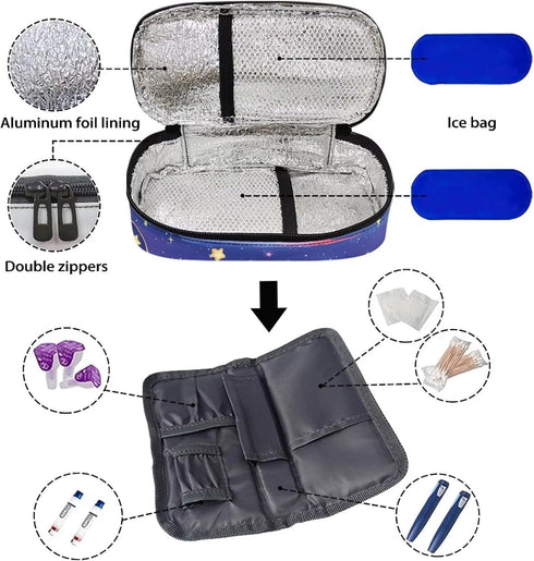 Galaxy Axolotl Insulin Pens Holder Insulated Bag for Diabetic Supplies, Carrying Case for Insulin Pens