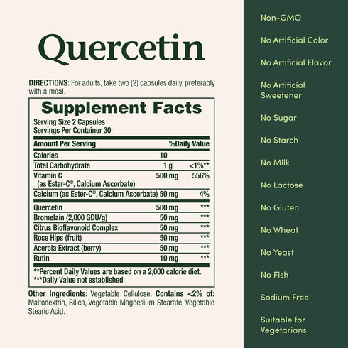 Immune 500mg, 60 count Natures Bounty Quercetin, Support, With Vitamin C, Rose Hips, & Rutin