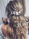 Unicra Silver Bride Wedding Hair Vine, Flower Bridal Hair Piece, Pearl Hair Accessories for Women & Girls (Gold)