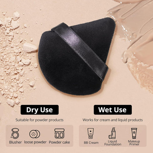 BEAKEY 12pcs Powder Puffs for Face Powder, Triangle Makeup Puff for Loose & Cosmetic Foundation, Double 6 Pack
