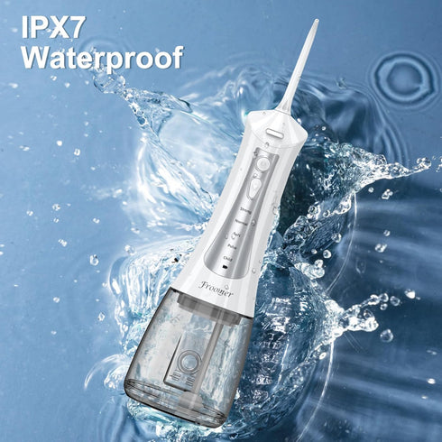 Cordless Water Flosser for Teeth - 300ML Rechargeable Oral Irrigator with 5 Modes for Home Use, Travel Friendly (White)