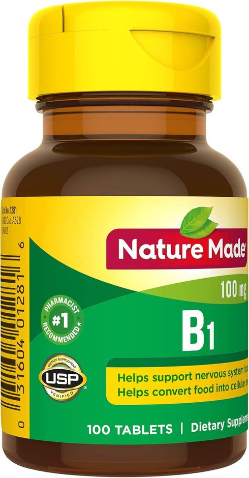 Nature Made Vitamin B1 100 mg, 100 Tablets, Dietary Supplement for Energy Metabolism Support, 100 Day Supply