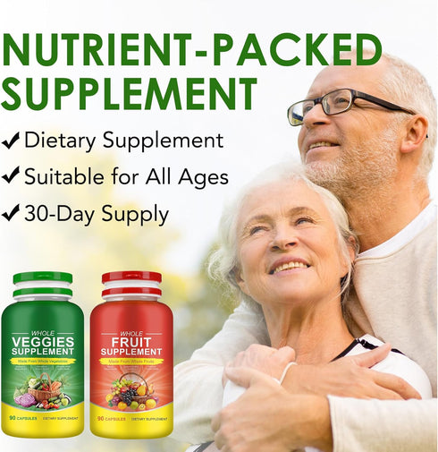 Ruduwu 2 180 Fruits & Veggies Supplements - Bottles Total Vegetarian Capsules | BalanceNatural Vitamins Supplement