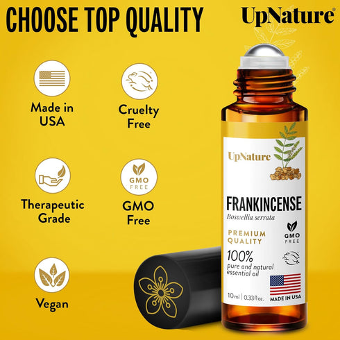 UpNature Frankincense Essential Oil Roll On - 100% Pure Oil for Skin Care