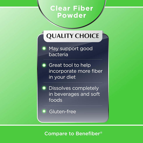 Quality Choice Clear Prebiotic Fiber Supplement Powder for Digestive Health - 62 Servings, 8.3 Ounces - Tasteless