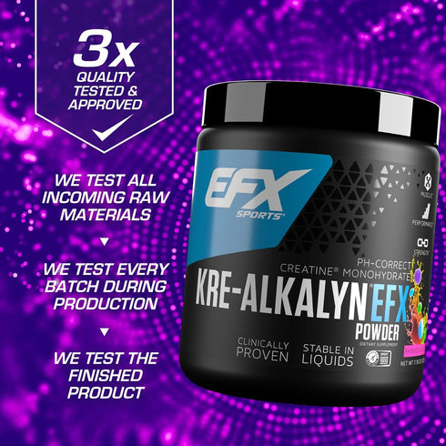 EFX Sports Kre-Alkalyn EFX Powder, pH Correct Creatine Monohydrate Supplement for Strength, Muscle Growth &