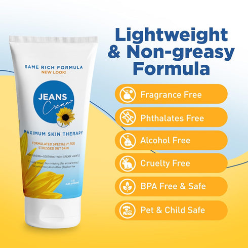 Jeans Maximum Skin Therapy Cream, 2oz, with Aloe & Vitamin E for Dry & Sensitive Skin