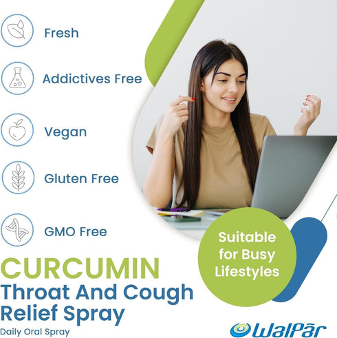 Curcumin Oral Spray, Natural Blend with Curcumin, Piperine, Ginger Extract, Tulsi, Manuka Honey, 30ml