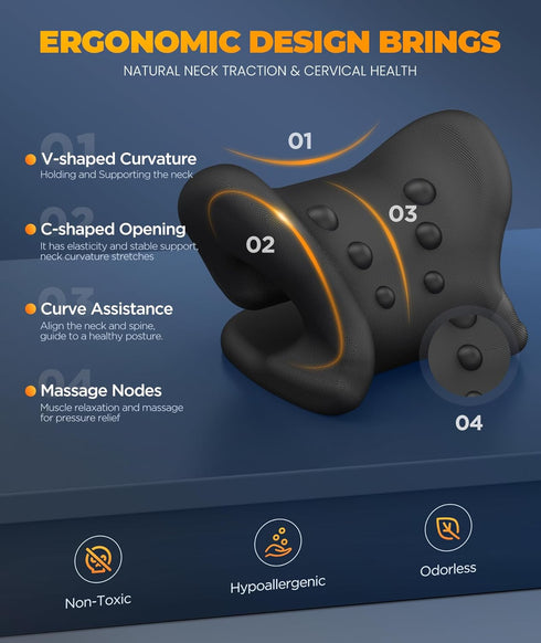 ULAIYO Graphene Magnetic Neck Stretcher for Deeper Pain Relief, Instant Heating Pad Cervical Traction Device Pillow
