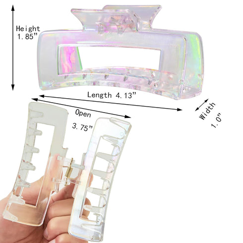 Iridescent Hair Claw Clips for Women and Girls - Colorful Strong Jaw Clips (3 Pcs)