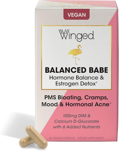 Winged Wellness Balanced Babe | Hormone Balance & Estrogen Detox for Women | 60ct, 100mg DIM, 100mg Calcium D-Glucarate