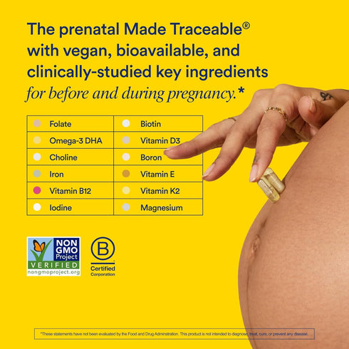 Ritual Essential for Women Prenatal Multivitamin, Folate & Choline for Neural Tube Support, Omega-3 DHA, Non-GMO
