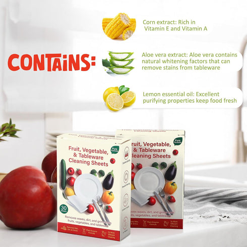 LemonSecret 2 Pack Fruit and Vegetable Wash Sheets, Effective Removes for Removing grease Wax Mud Dirt Residues from