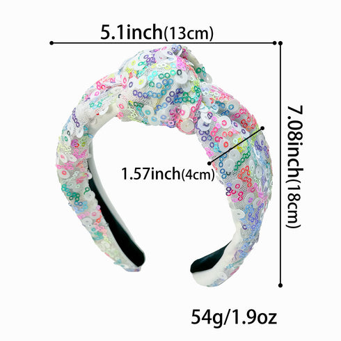 XIMA 3 PCS Sequin Headbands for Women and Girls, Neon Rainbow Sparkle Statement Top Knot Holiday Hair Accessories