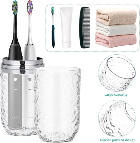 2PCS Travel Toothbrush Case with Cover, Portable Toothbrush Holder Cup Storage Container for Home Bathroom and Trip