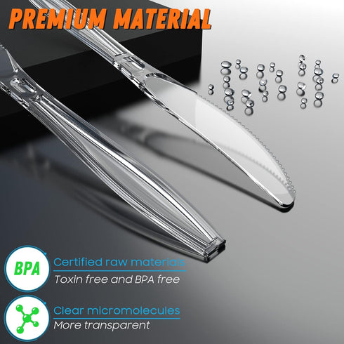 7.5" Clear Plastic Knives Heavy Duty Upgraded Heat Resistant & BPA Free, Solid and Durable Plastic Cutlery, Premium Disposable Knives, for Party Supply(84 Count) by Dipoo