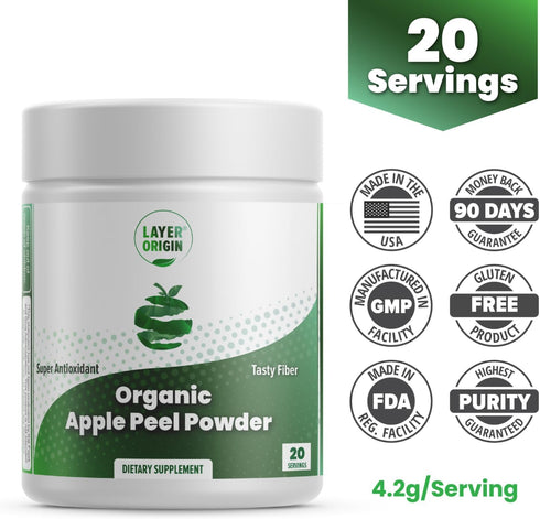 Layer Origin Organic Apple Peel Powder - Boost Akkermansia and Bifidobacteria