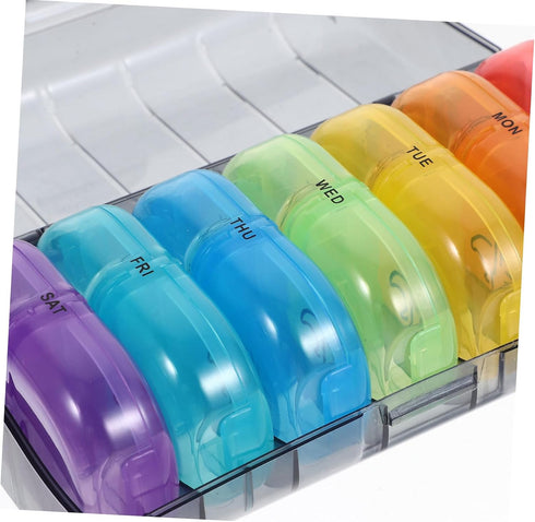 KALLORY Portable Weekly Medicine Organizer Tight Seal Travel-Friendly Pill Case for Vitamins and Medication Compact