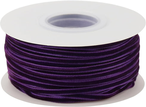 Purple Velvet Ribbon, 1/8" Thin Vintage Ribbon, 50 Yards for Wedding Invitations, Crafts & Gift Wrapping