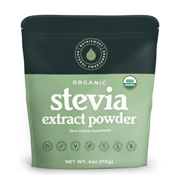 Organic 100% Pure Stevia Powder, 4 oz, Lowers Blood Sugar Levels, Bulk Powdered Sweetener for Baking