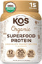 KOS Organic Plant Based Protein Powder, Chocolate Peanut Butter, Vegan, Keto Friendly, 15 Servings