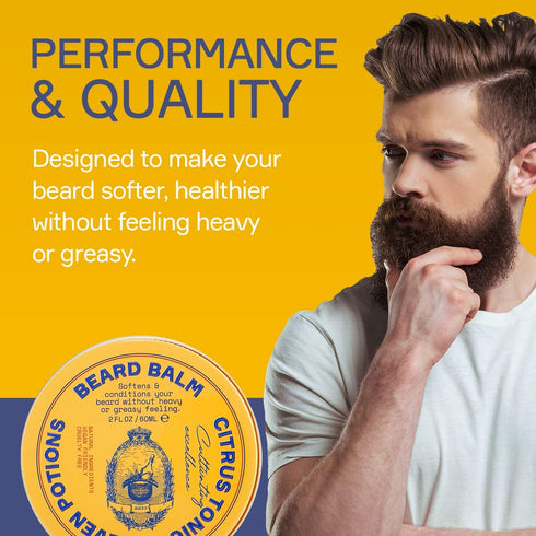 SEVEN POTIONS Beard Balm for Men, Conditioning Softener to Nourish Skin and Facial Hair, All-Natural, Vegan