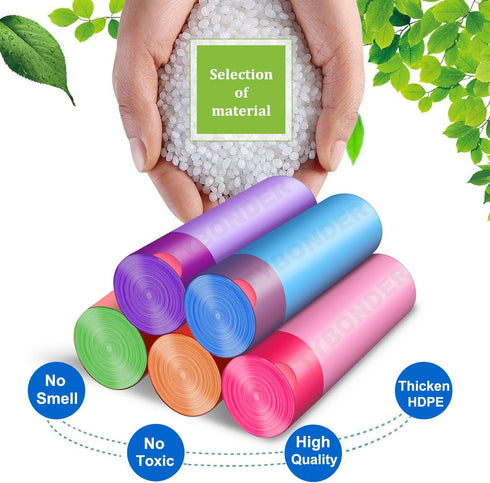 TYBONDER 2.6-6 4 5 Color(80Counts) Small Trash Bags Gallon Thicken Drawstring Trash Bags Gallon Extra Strong Small