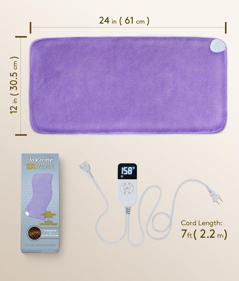InVarme 2X 158 2H Extra Hot Heating Pad for Cramps: Luxury Plush and Graphene Electric Heating Pad for Back Period