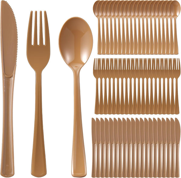 wlilupah 90 Disposable Plastic Cutlery Set 30 Forks and 30 Spoons and 30