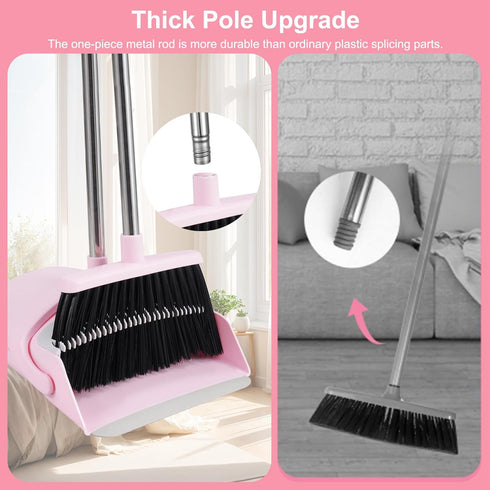 Set BSKLIN Broom and Dustpan House Brooms for Sweeping Indoor Collapsible Broom and Dust Pan Combo for Home Office