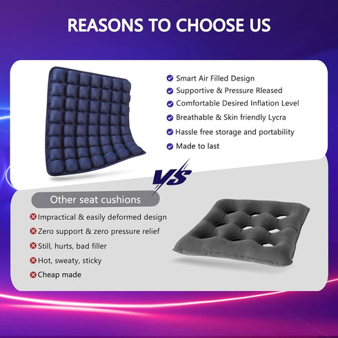 18 16'' x1'' SUNFICON Air Seat Cushion Inflatable Seat Cushion Portable Car Seat Office Chair Wheelchair Pad Anti