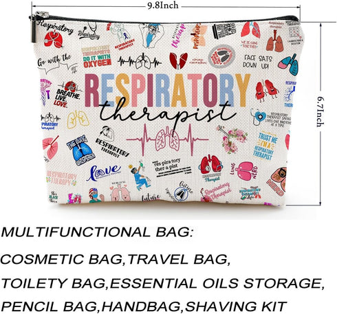 Respiratory Therapist Gifts Makeup Bag Respiratory Therapist Gifts RT Gift for Women Work Adult Humor Employee Pulmonology Nurse Coworker Graduation Birthday