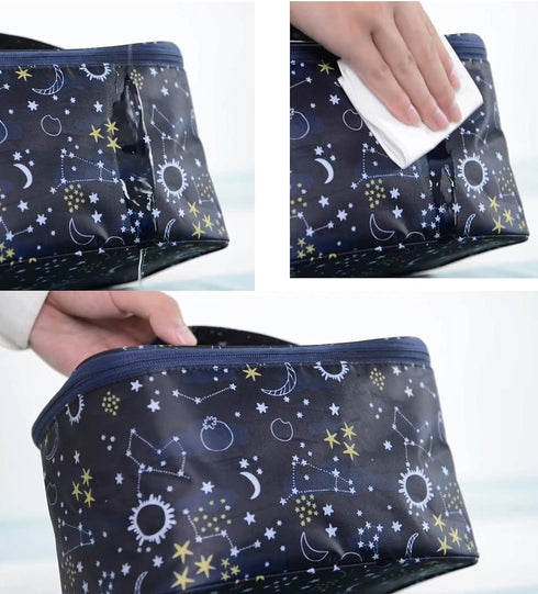 HOYOFO Makeup Bag Cosmetic Bags for Women, Travel Makeup Organizer Case, Starry Sky Design