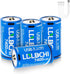 LDLDCHI Rechargeable Lithium D Batteries with 4-in-1 Charge Cable, 4 Pack 7400mWh 1.5V