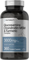 Horbaach Glucosamine Chondroitin MSM - 3600 mg Advanced Formula with Turmeric, 360 Caplets, Non-GMO