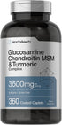 Horbaach Glucosamine Chondroitin MSM - 3600 mg Advanced Formula with Turmeric, 360 Caplets, Non-GMO