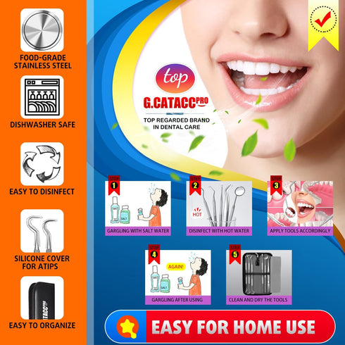 Dental Tools, Dental Pick, Oral Care Teeth Cleaning Tools Set, Stainless Steel Tooth Scraper, Plaque Remover with Case