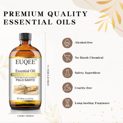 Palo Santo Essential Oil 118mL - Pure Premium Oil with Glass Dropper for Diffuser, Soap Candle Making