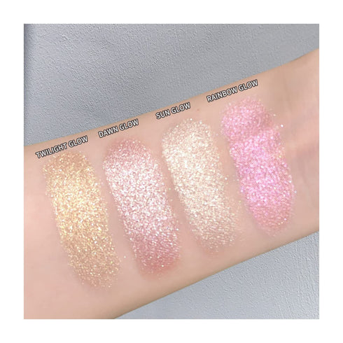 Highlighter Makeup Palette, Glitter Illuminator Shimmer Highlighter Powder Kit - SUN GLOW