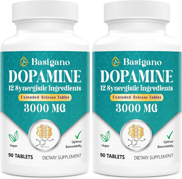 Natural Dopamine Supplement, Gluten-Free, 90 Tablets, Pack of 2